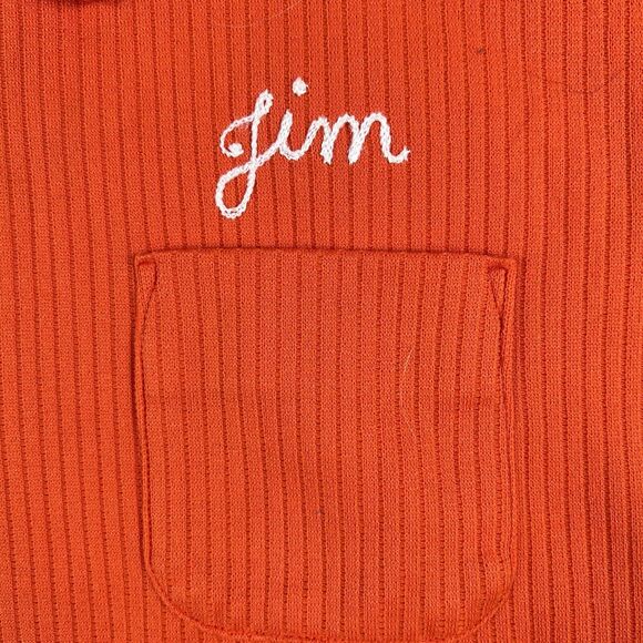 70s King Louie Double Knit Bowling Shirt Men’s Large Orange Short Sleeve 1/4 Zip - Picture 2 of 16